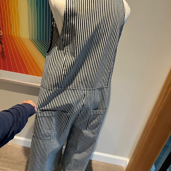 Sarahwear. Japanese made pinstripe wide leg dungaree overalls - Picture 5 of 7